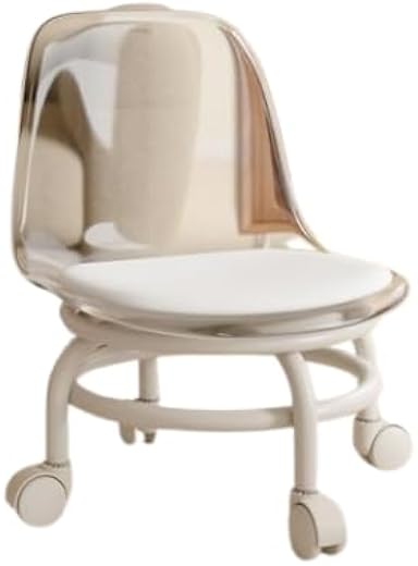 SHRINEX Low Accent Chair with Transparent Backrest, Soft Rebound Sponge Seat, Universal Mute Pulleys, 45CM Height