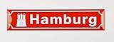 16 x 3,5 cm Magnet Hamburg Wappen Rot Straßenschild Kühlschrankmagnet 16 x 3,5 cm