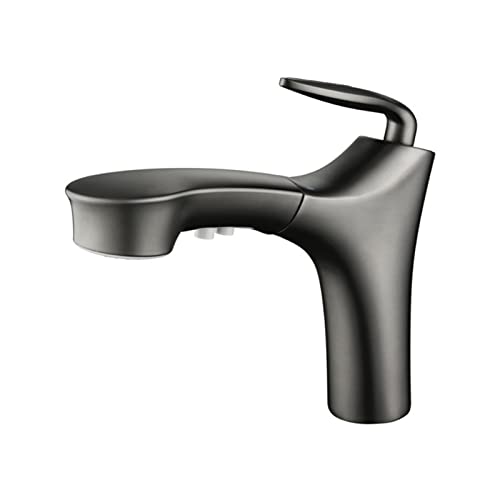 Grifo de baño Grifo extraíble Grifo monomando Grifos de lavabo extraíbles Grifos mezcladores de lavabo de un orificio con manguera de agua fría y caliente Grifo de baño de latón de doble caño
