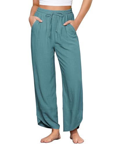 GRAPENT Casual Pants for Women High Waisted Blue Comfy...