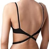 Fabme Convertidor de espalda baja para mujer, 2 ganchos, opciones de color: piel, blanco y negro, paquete de 1, negro, talla única