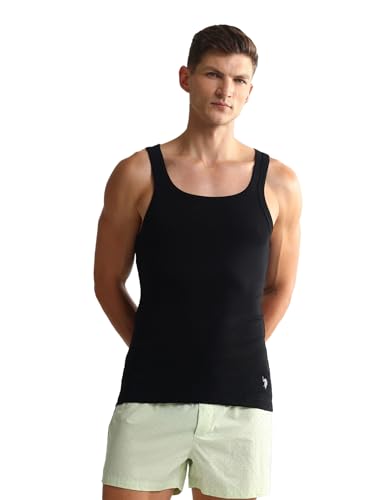 Image of U.S. Polo ASSN. Men's EV006 Pure Cotton Ribbed Vest - Pack of 1