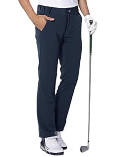 aoli ray Mens Golf Waterproof Trousers Slim Fit Stretch Lightweight Tapered Pants Navy Blue Large