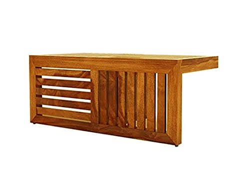 Image of Jangid Handicraft Solid Sheesham Wood Coffee Table with 2 Stool | Rectangle Sofa Centre Table with Stool | Tea Center Table with 2 Stools for Living Room | Patio Teapoy Table with Two Puffy, Teak
