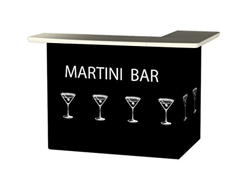 Best of Times 2000W2507 Martini Portable Patio Bar Table, One Size, L-Shaped, Black