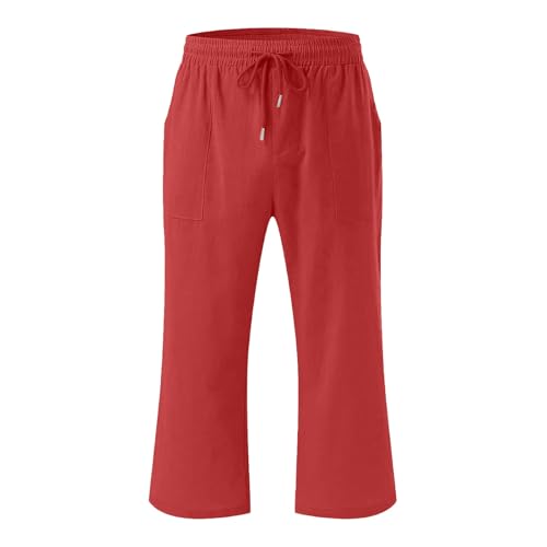 Kids Cropped Pants Solid High Waist Cotton Linen Cropped Trousers with Pockets Boys Girls Straight Casual Wide Leg Pants2