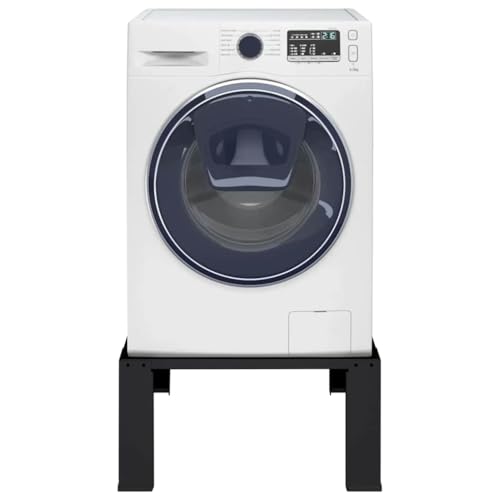 Teenpull Pedestal de lavadora negro de acero 64 x 55 x 32,5 cm con patas ajustables como base para lavandería baño para aumentar y amortiguar las vibraciones