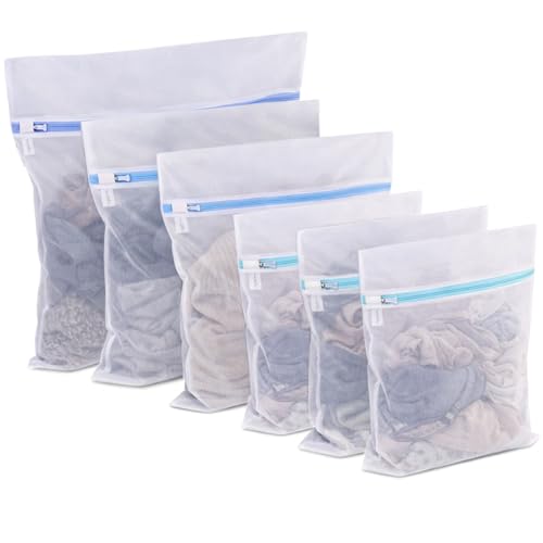 PrettyCare Mesh Laundry Bags for Delicates with Premium Zipper（3 Large & 3 Medium）Garment Clothing Washing Bags for Lingerie, Socks, Blouse, Bra,Travel Storage Organize Laundry Net Bag view 8