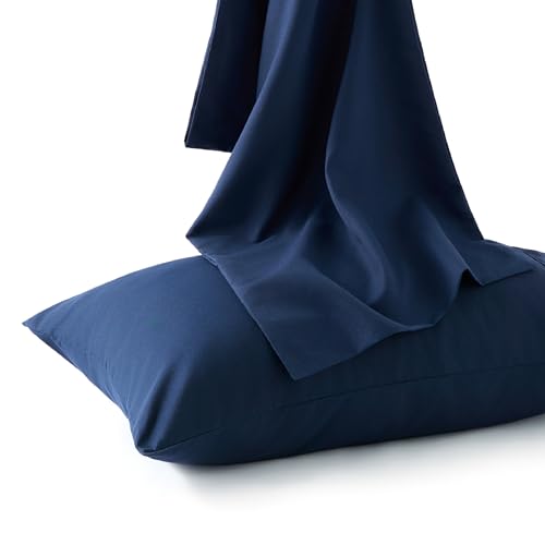 Bedsure Queen Pillow Cases Set of 2 - Navy Microfiber Pillowcase 2 Pack, Super Soft and Cozy Double Brushed Pillow Case Covers with Envelope Closure, Wrinkle, Fade and Stain Resistant, 20x30 Inches