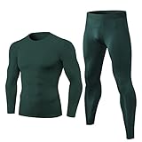 WISREMT Herren Kompression Base Layer Unterwäsche Set Quick Dry Training Langarm Shirt Legging Hose zum Laufen Fitness Gym
