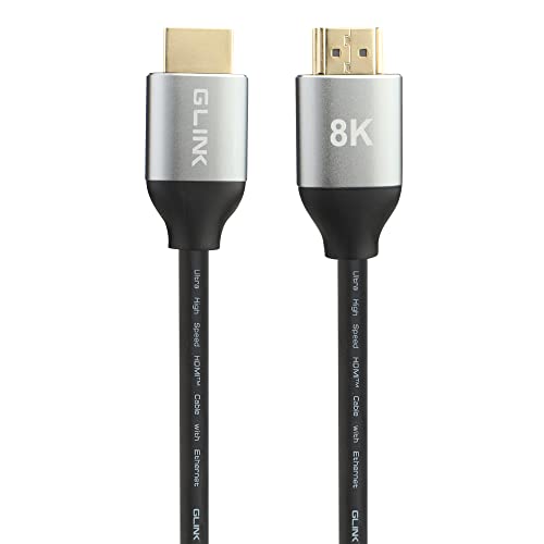 Image of GLINK GL-402 Certified 8K eARC HDMI CABLE 2.1V 2Mtrs. 48Gbps 8K@60Hz, 4K@120Hz, 3D, HDCP 2.2 2.3, Dolby, Compatible PS5, Xbox, QLED TV,Native 4K Projector|Gold Plated Metal Connector (2M /6.56FT)