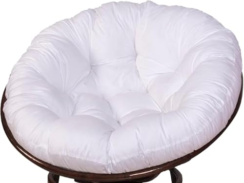 Image of Round Papasan Chair Cushion, Bucket & Moon Chair Comfy Round Cushion - Floor Pillow with Plush Foam for Indoor Furniture (Frame Not Included) (White,60 * 60CM/23.6 * 23.6in)
