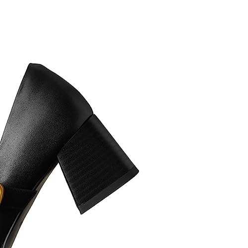 TinaCus Women's Square Toe Genuine Leather Handmade Buckle Chunky Heels Retro Mary Jane Shoes3