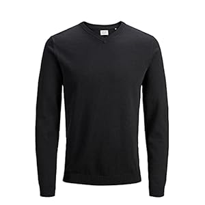 JACK & JONES Mens Basic Knit V Neck Regular Fit Classic Cotton Sweater
