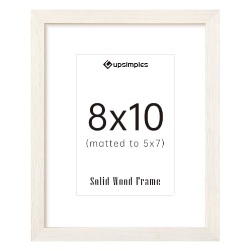 Image of upsimples 8x10 Picture Frame Solid Wooden, Nursery Decor, 1Pack White | 100% Solid Wood, Fit 5x7 with Mat and 8 x 10 Photo, Wall Decor or Tabletop Display, Safe For Nursery Kids Room Wedding