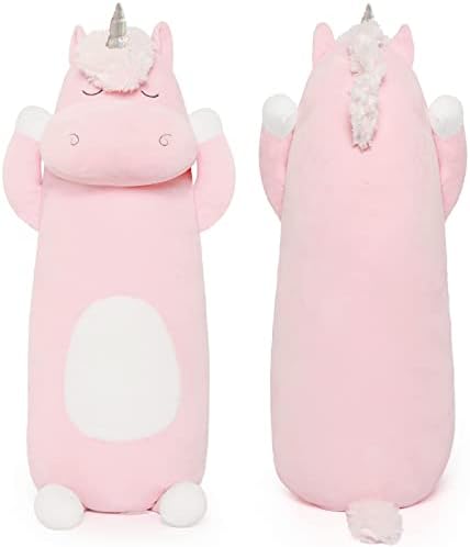 MorisMos Big Unicorn Body Pillow, 36.2'' Plush Unicorn Stuffed Animal, Super Soft Unicorn Pillow for Girl Kid, Giant Stuffed Unicorn Plush Pillow for Christmas Birthday Valentine's Day, Pink