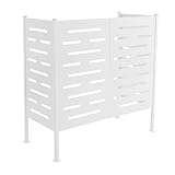 Durable Iron Air Conditioner Fence with Modern Design -Weather-Resistant and Rust-Proof for Outdoor Privacy and Protection (White)