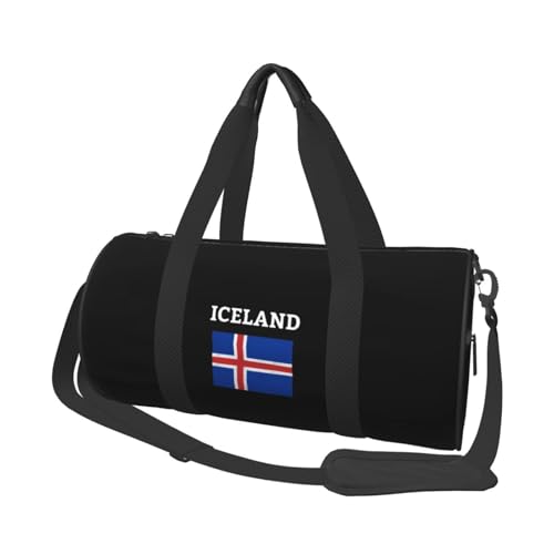 Flag of Iceland Convertible Garment Bag with Shoulder Strap, Carry on Garment Duffel Bag for Men Women - Rolling Foldable for Travel Luggage Bags (Black)