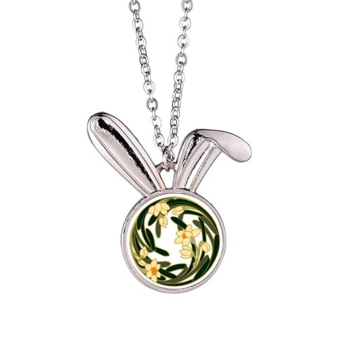 Collier avec bourgeon de fleur de Chine, pendentif rond en acier inoxydable durable