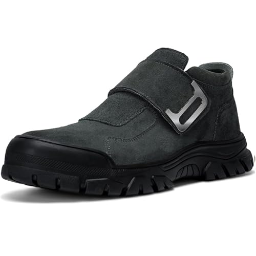 Image of Hogent Welding Work Boots for Men Slip on Steel Toe Shoes for Men Soft Comfortable Safety Boots Mens Work Boots Indestructible Puncture Proof Construction Boots for Men Safety Toe Footwear for Welder