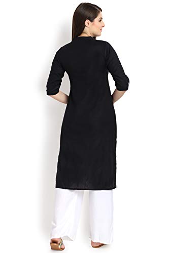 Image of Women's Cotton Straight Kurta (ALC8084ZB Black X-Large)