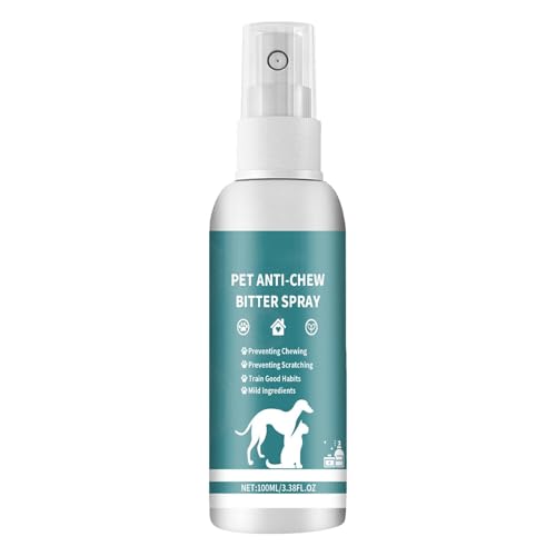 Gungtj Spray antimordeduras para perros, 100 ml, spray amargo antimasticación para un entrenamiento eficaz de mascotas, ayuda al comportamiento de perros y gatos para uso en interiores y exteriores,