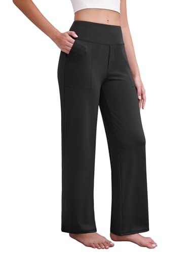 Wide Leg Yoga Pants Women Elastic High Waisted Lounge Pants Loose Causal Comfy Trousers with Pockets2