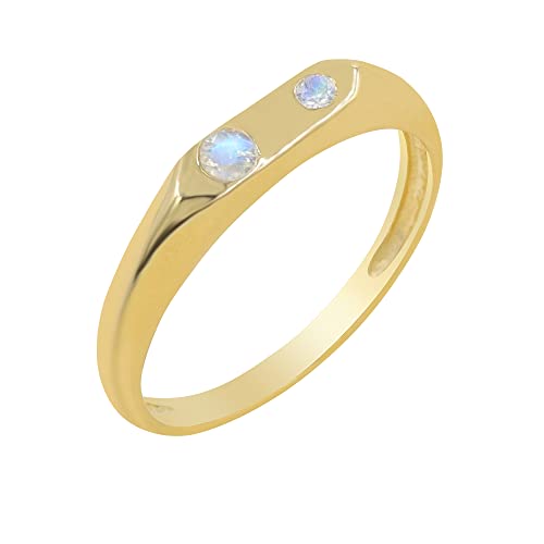 Bague de promesse double pierre de lune un lien unique gravé dans l'or
