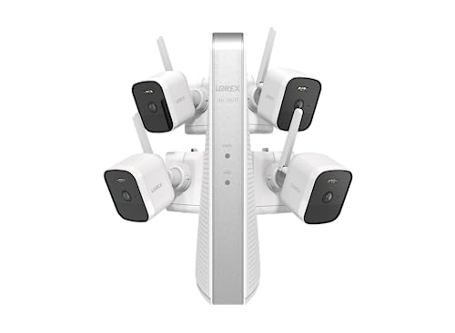 Lorex 4K 6-Channel NVR Indoor/Outdoor Security System with 4 Battery-Powered Wireless Cameras (White)
