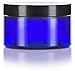 4 oz Cobalt Blue PET Plastic Low Profile Jar with Black Lids (12 pack) Refillable Empty Containers