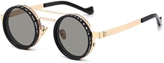 DERAVE Adjustable Tint Polarized Sunglasses, 1-9 Gear ND Filter Round Glasses, Anti-Glare Sun Protection for Beach, Driving