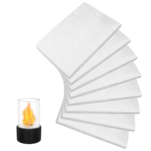 8 Pièces Laine de Céramique pour Cheminée Éthanol, 30x20cm Éponge en Laine pour Remplacement Isolation en Fibre de Céramique, Foyer de Table pour Prolonger la Durée de Combustion