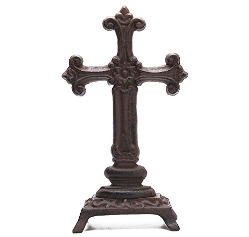 Estatua de Cruz de Hierro Fundido 10.2” Decoración Religiosa