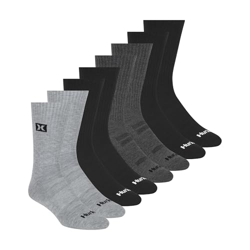Hurley Men's 8 Pack Sport Cushioned Crew Socks