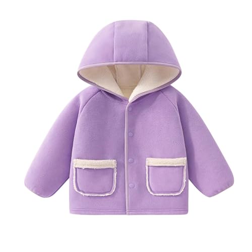 Unisex Boys Girls Fleece Jacket Hoodie Sherpa Lined Coats Button Down Hooded Sweatshirt Toddler Kids Winter Jackets