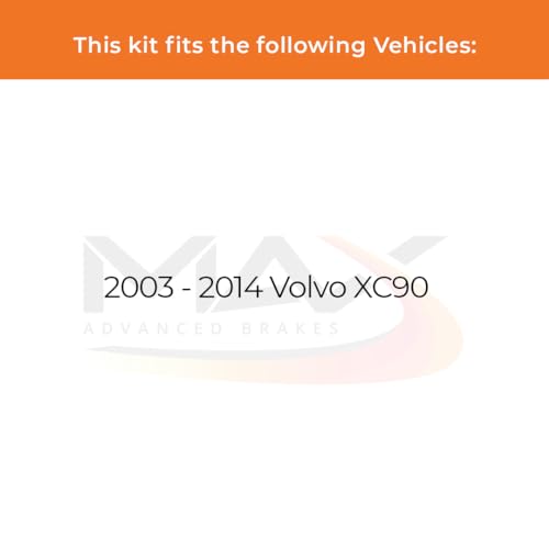 Image of Max Advanced Brakes Rear Brake Kit Compatible With 2003-2005 2006 2007 2008 2009 2010 2011 2012 2013 2014 Volvo XC90 Replacement Premium OE Disc Brake Rotors and Ceramic Brake Pads