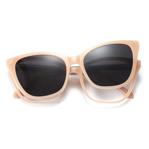 Image of Cyxus Cat Eye Magnetic Clip-On Sunglasses Women Polarized Blue Light Blocking UV400 Protection P1221