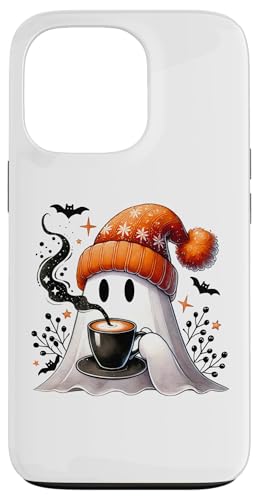 Cute Fall Ghost Coffee Mug Halloween Ghost Drinking Coffee X}zP[X iPhone 13 Pro p