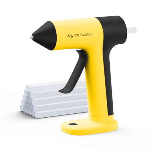 Tilswall 4V Glue Gun, Hot Glue Gun Cordless with Rapid 30s Preheat, Auto Shut-Off, Anti-drip Nozzle, and 20 Premium Glue Sticks, 2000mAh Type-C Rechargeable, Mini Glue Gun for Crafting