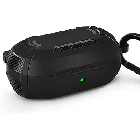 AIRSPO Case Designed for Galaxy Buds Plus Case (2020) / Galaxy Buds Case (2019) Full-Body Protective Skin with Keychain (Black) Cover