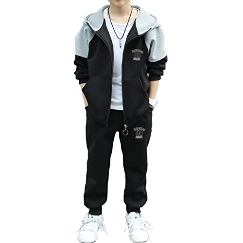 TiaoBug Kids Boys Zip Up Hoodie Sweatshirt and Jogger Sweatpants Athletic Tracksuit Sweatsuit Set