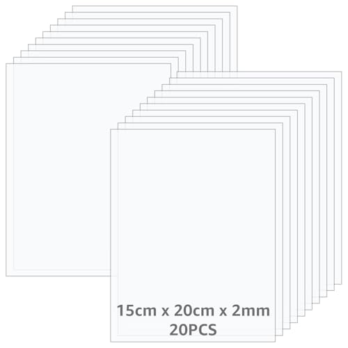 GBACHOOSE 20 placas de cristal acrílico de 20 x 15 cm, cristal acrílico de 2 mm, placa acrílica transparente, placa de plástico para corte láser, marco de fotos, exposición de proyectos, expositores