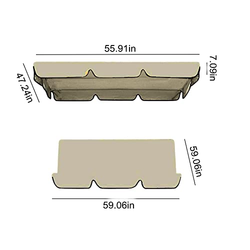Mosunx Swing Waterproof Canopy, Garden Swing Seat Replacement Canopy, Double Swing Replacement Oxford Cloth Canopy, Outdoor Patio Swing Seat Cover,Beige #TOP2