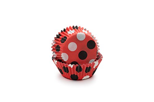Fox Run Polka Dot Disposable Bake Cups, 3 X 3 X 1.25 Inches, Red With Black #TOP1