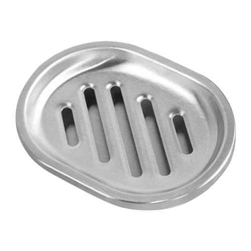 Soporte de jabón de metal, bandeja de ahorro de jabón de metal inoxidable con drenaje, drenaje eficiente, soporte de jabón de drenaje compacto, elegante bandeja de jabón de barra, para baño