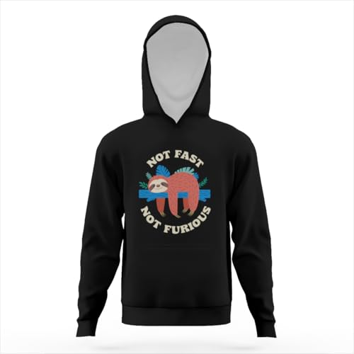 Vintage Funny Not Fast Not Furious Cute Sloth Hoodies for Teen Girls Boys Lightweight Kangaroo Pocket Sweatshirt3