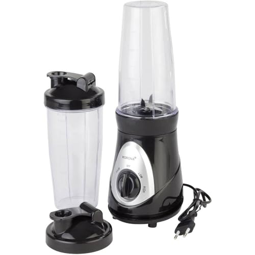 Korona 24200 Smoothie Maker | 2 Leistungsstufen | 2 Becher mit je 750 ml | Becherdeckel mit Trinköffnung | 300 Watt | Auch für Crushed Ice | Kunststoff, Schwarz