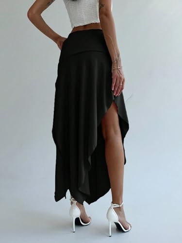 Low Waist Slit Hem Solid Color Pleated Skirt 2025 Fashion Skirts for Women4