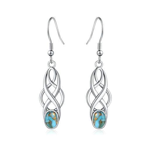 Turquoise Earrings Sterling Silver Lightweight Celtic Dangle Earrings Celtic Jewelry for Women