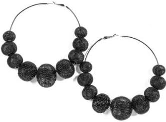 Poparazzi Black Mesh Hoop Earrings Size 3